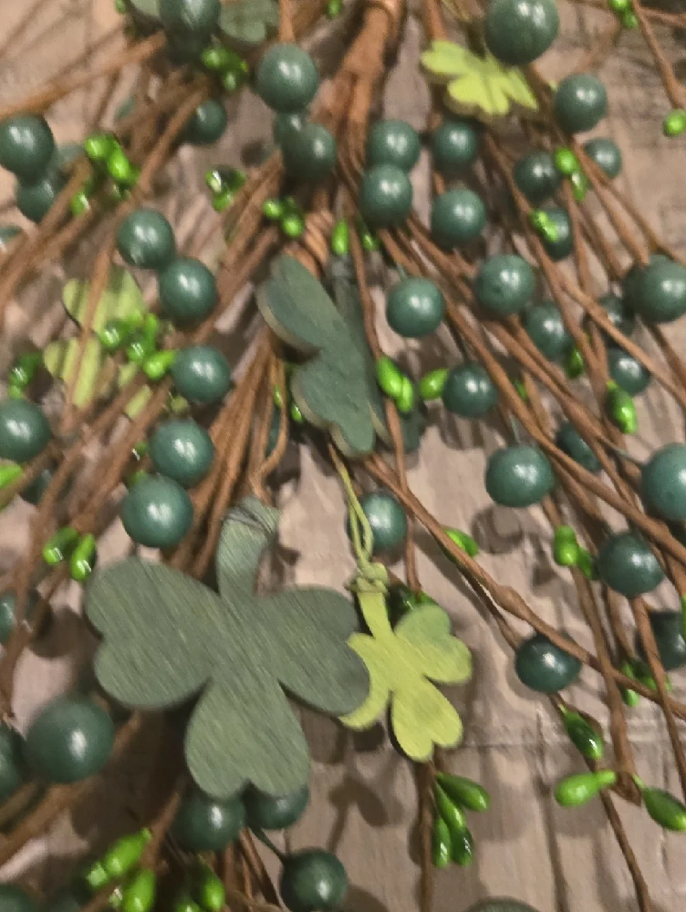 St. Patrick's Green Clover Berry Hanging Garland - Home Holiday Decor